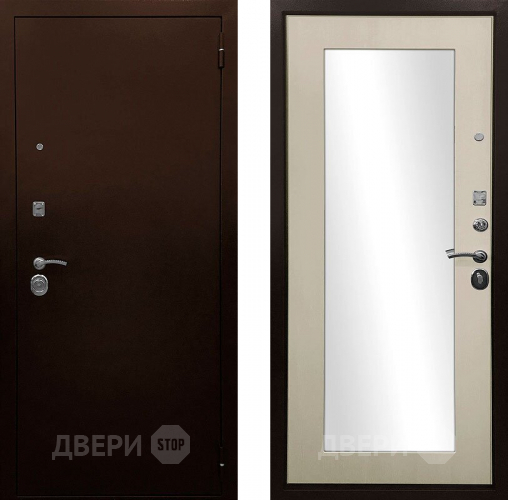 Входная металлическая Дверь Ратибор Оптима 3К зеркало Лиственница беж в Балашихе