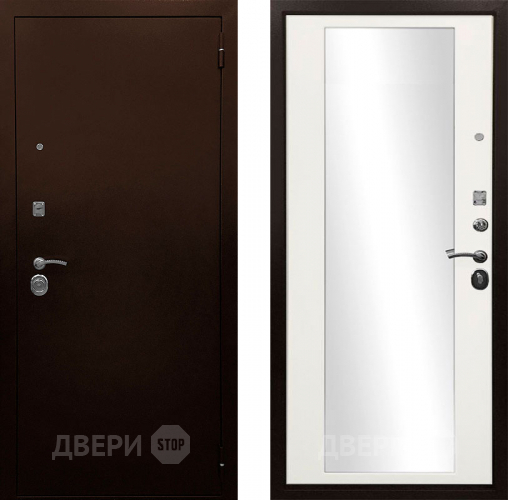 Входная металлическая Дверь Ратибор Троя 3К зеркало Белый матовый в Балашихе