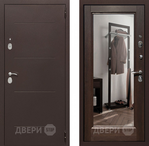 Входная металлическая Дверь Престиж 100 с зеркалом Медь/Венге в Балашихе