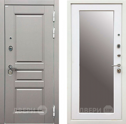 Входная металлическая Дверь Ратибор Лондон 3К с зеркалом Грей софт/Белый софт в Балашихе