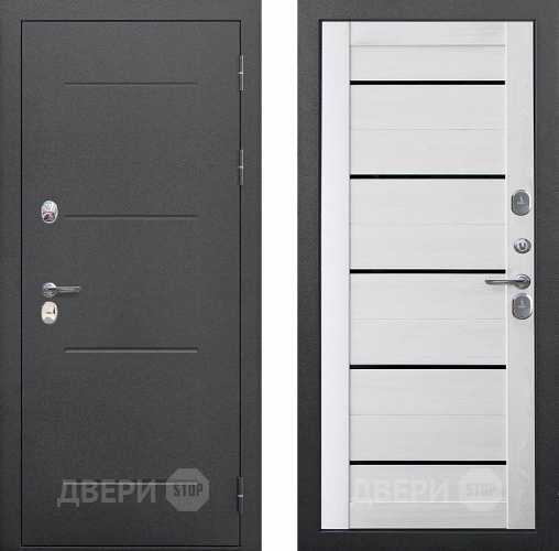 Входная металлическая Дверь Цитадель Isoterma Серебро/Астана милки (черная лакобель) в Балашихе