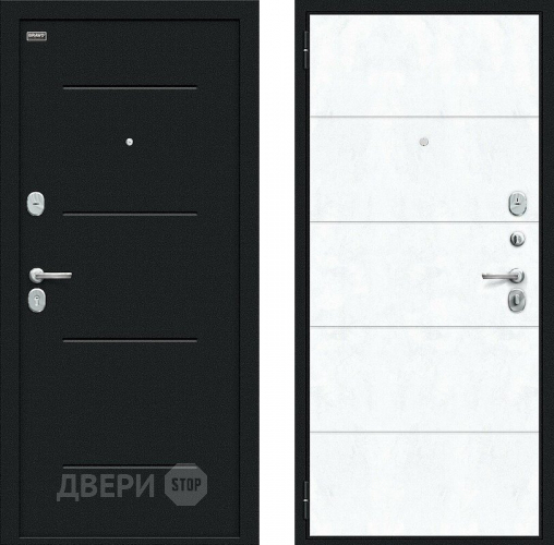 Входная металлическая Дверь внутреннего открывания Bravo Граффити-1 Инсайд Букле черное/Snow Art в Балашихе