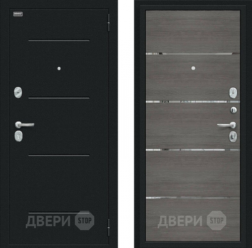 Входная металлическая Дверь Bravo Лайн Букле черное/Grey Veralinga в Балашихе
