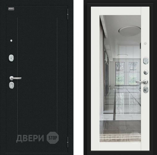 Входная металлическая Дверь Bravo Флэш Букле черное/Off-white в Балашихе