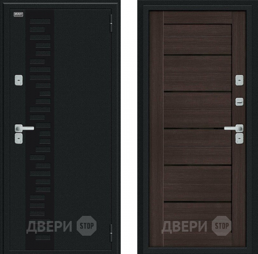Входная металлическая Дверь Bravo Thermo Техно Декор Букле черное/Wenge Veralinga в Балашихе