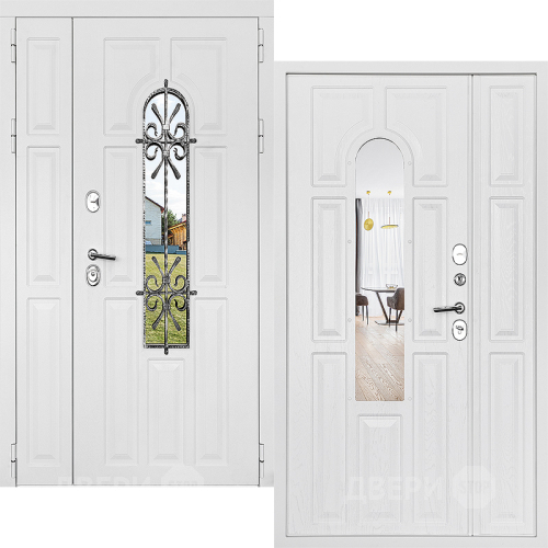 Входная металлическая Дверь Дверной Континент Лион Двустворчатая Белая в Балашихе