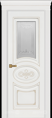 Межкомнатная дверь Дверь Премьер ДО, белая эмаль, патина золото, мателюкс с фрезеровкой в Балашихе