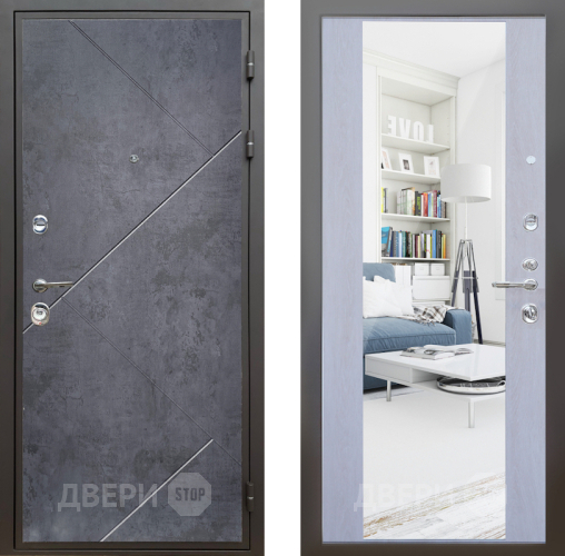 Входная металлическая Дверь Шелтер (SHELTER) Комфорт Бетон урбан индиго 12 с зеркалом Дуб филадельфия крем в Балашихе
