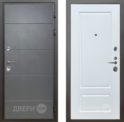 Входная металлическая Дверь Шелтер (SHELTER) Комфорт Лофт графит 4 Белый матовый в Балашихе