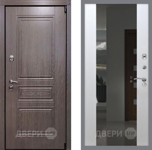 Входная металлическая Дверь Рекс (REX) Пренмиум-S СБ-16 Зеркало Белый ясень в Балашихе