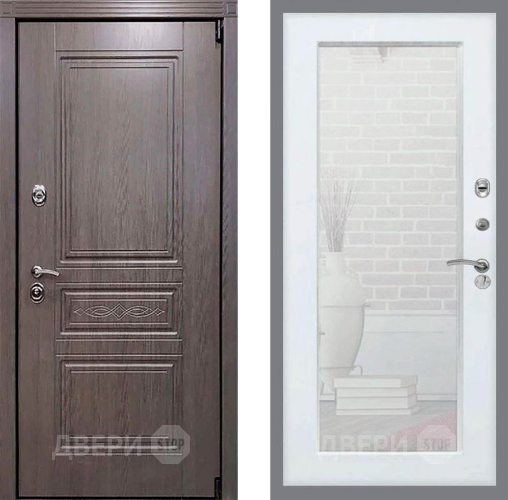 Входная металлическая Дверь Рекс (REX) Пренмиум-S Зеркало Пастораль Силк Сноу в Балашихе