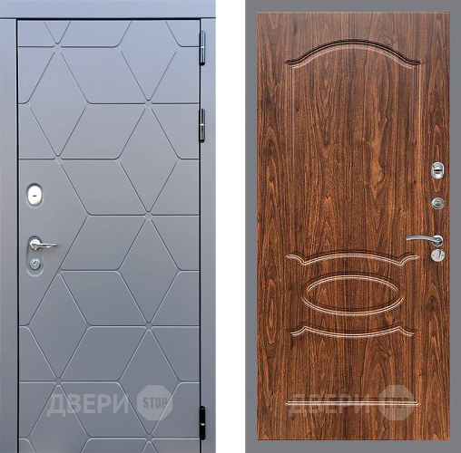 Входная металлическая Дверь Стоп КОСМО ФЛ-128 орех тисненый в Балашихе