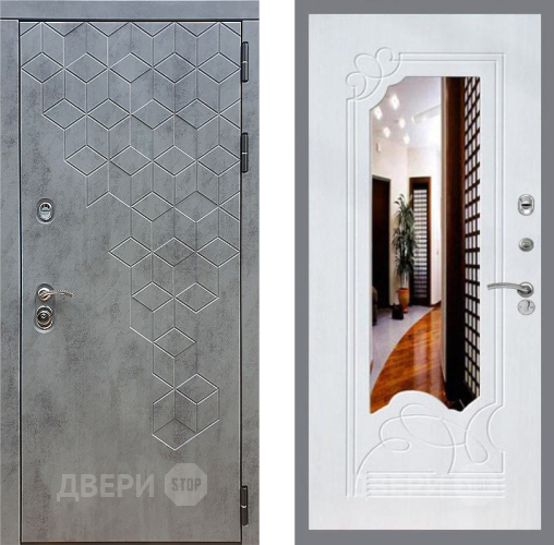Входная металлическая Дверь Стоп БЕТОН ЗкркалоФЛ-147 Ясень белый в Балашихе