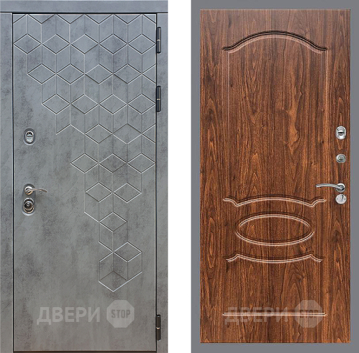 Входная металлическая Дверь Стоп БЕТОН ФЛ-128 орех тисненый в Балашихе