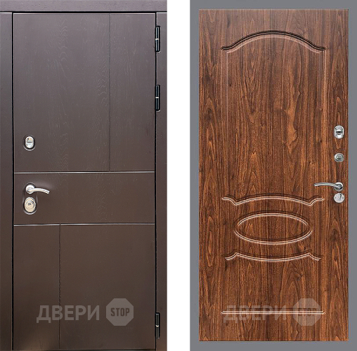 Входная металлическая Дверь Стоп УРБАН ФЛ-128 орех тисненый в Балашихе