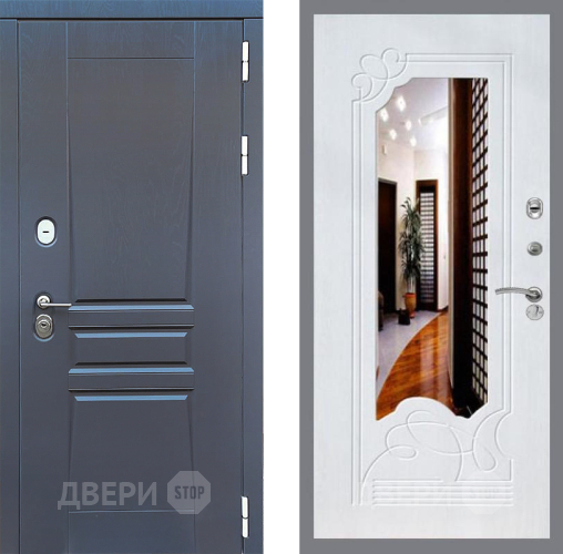 Входная металлическая Дверь Стоп ПЛАТИНУМ ЗкркалоФЛ-147 Ясень белый в Балашихе
