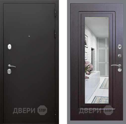 Входная металлическая Дверь Стоп КЛАССИК Шагрень Зеркало ФЛ-120 Венге в Балашихе