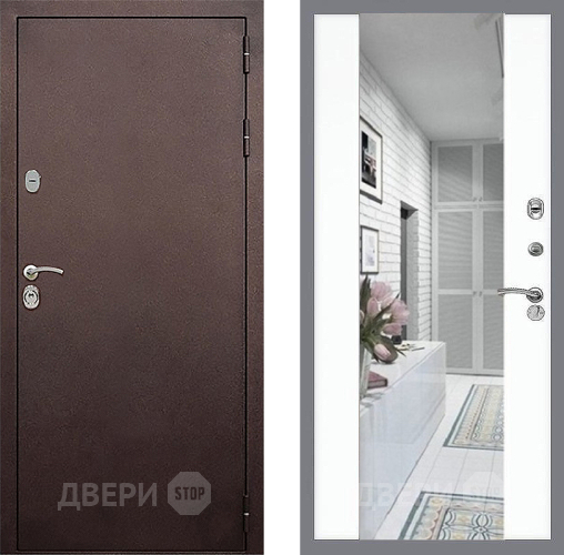 Входная металлическая Дверь Стоп КЛАССИК Медь Зеркало СБ-16 Силк Сноу в Балашихе