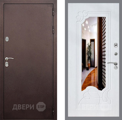 Входная металлическая Дверь Стоп КЛАССИК Медь ЗкркалоФЛ-147 Ясень белый в Балашихе