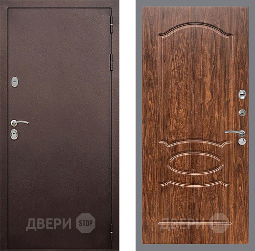 Входная металлическая Дверь Стоп КЛАССИК Медь ФЛ-128 орех тисненый в Балашихе