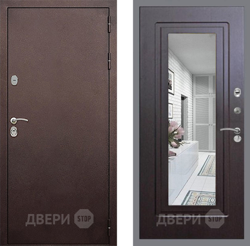 Входная металлическая Дверь Стоп КЛАССИК Медь Зеркало ФЛ-120 Венге в Балашихе