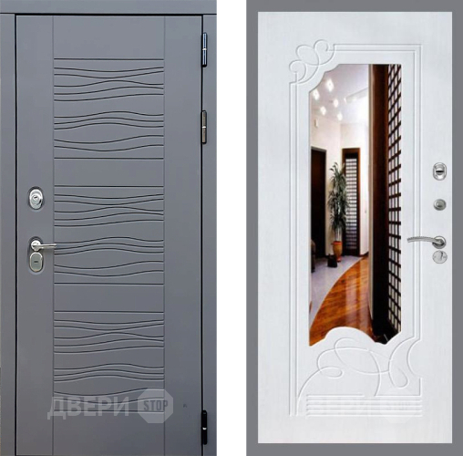 Входная металлическая Дверь Стоп СКАНДИ ЗкркалоФЛ-147 Ясень белый в Балашихе