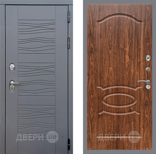 Входная металлическая Дверь Стоп СКАНДИ ФЛ-128 орех тисненый в Балашихе