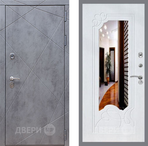 Входная металлическая Дверь Стоп Лучи ЗкркалоФЛ-147 Ясень белый в Балашихе