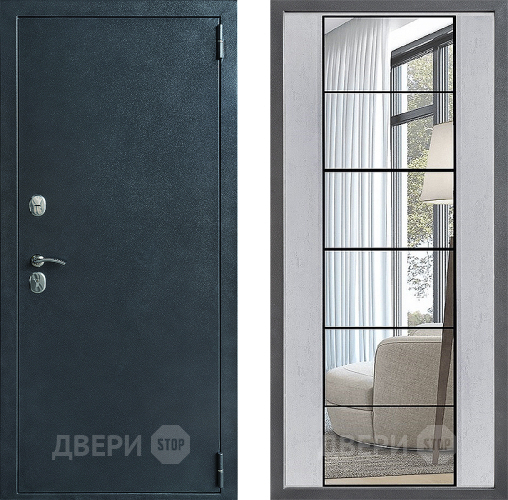 Входная металлическая Дверь Дверной континент ДК-70 Дизайн ФЛЗ-2 Зеркало Бетон светлый в Балашихе