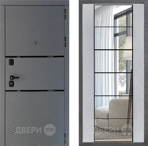 Входная металлическая Дверь Дверной континент Диамант Дизайн ФЛЗ-2 Зеркало Бетон светлый в Балашихе