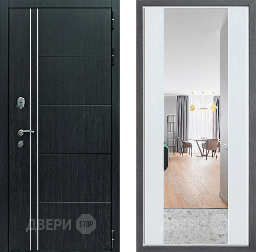 Входная металлическая Дверь Дверной континент Теплолюкс Дизайн ФЛЗ-1 Зеркало Белое дерево в Балашихе