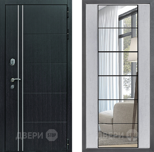 Входная металлическая Дверь Дверной континент Теплолюкс Дизайн ФЛЗ-2 Зеркало Бетон светлый в Балашихе
