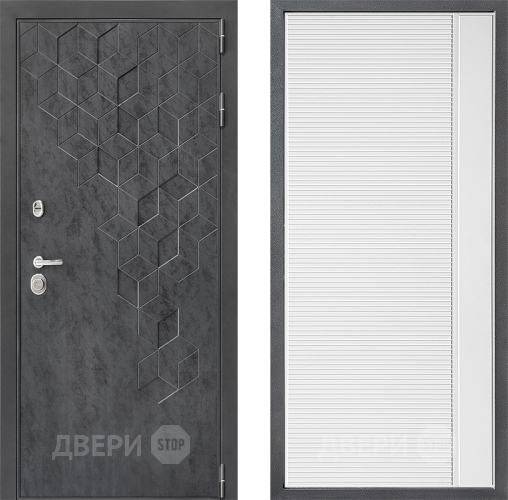 Входная металлическая Дверь Дверной континент ДК-3/713 ФЛ-757 Белое Стекло Софт милк в Балашихе