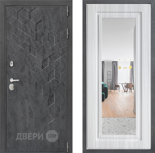 Входная металлическая Дверь Дверной континент ДК-3/713 ФЛЗ Зеркало Сандал белый в Балашихе