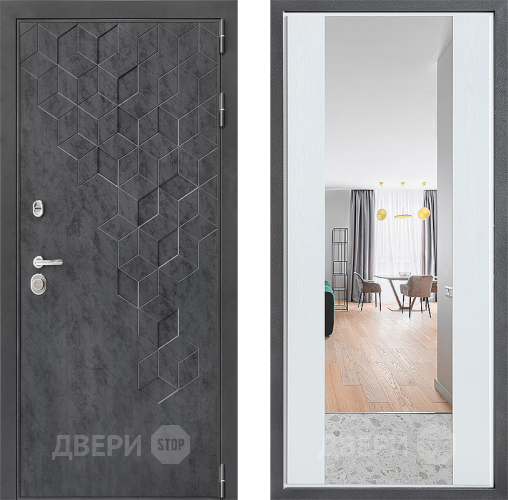 Входная металлическая Дверь Дверной континент ДК-3/713 ФЛЗ-1 Зеркало Белое дерево в Балашихе