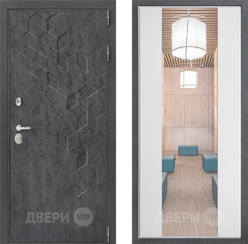 Входная металлическая Дверь Дверной континент ДК-3/713 ФЛЗ-1 Зеркало Белый софт в Балашихе