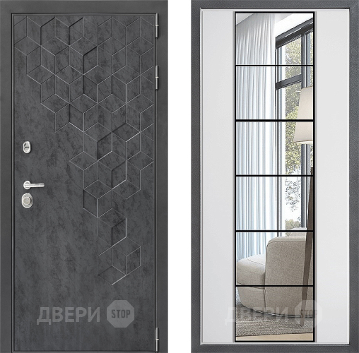 Входная металлическая Дверь Дверной континент ДК-3/713 ФЛЗ-2 Зеркало Белый софт в Балашихе