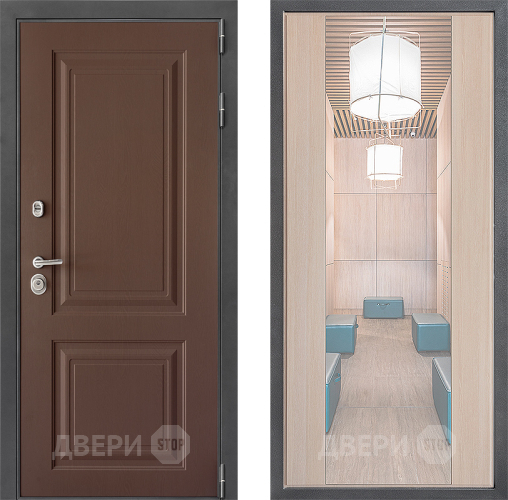 Входная металлическая Дверь Дверной континент ДК-3/729 ФЛЗ-1 Зеркало Капучино в Балашихе