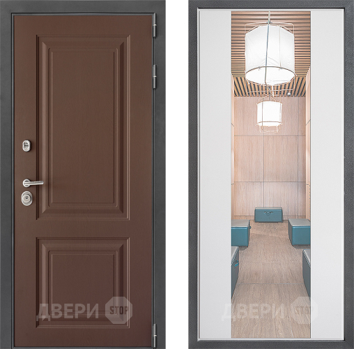 Входная металлическая Дверь Дверной континент ДК-3/729 ФЛЗ-1 Зеркало Белый софт в Балашихе