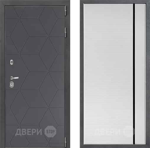 Входная металлическая Дверь Дверной континент ДК-3/744 ФЛ-757 Черное Стекло Софт милк в Балашихе