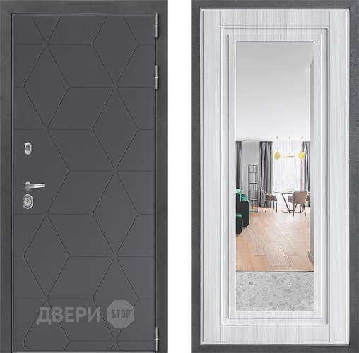 Входная металлическая Дверь Дверной континент ДК-3/744 ФЛЗ Зеркало Сандал белый в Балашихе