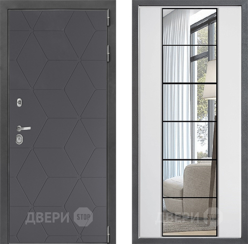 Входная металлическая Дверь Дверной континент ДК-3/744 ФЛЗ-2 Зеркало Белый софт в Балашихе