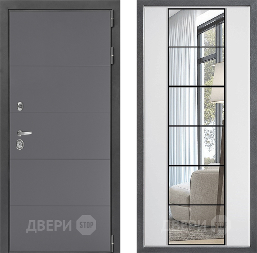 Входная металлическая Дверь Дверной континент ДК-3/649 ФЛЗ-2 Зеркало Белый софт в Балашихе