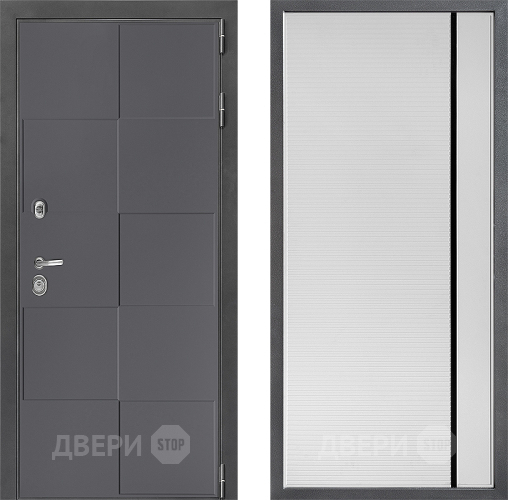 Входная металлическая Дверь Дверной континент ДК-3/606 ФЛ-757 Черное Стекло Софт милк в Балашихе