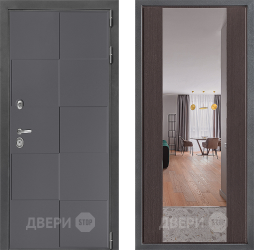Входная металлическая Дверь Дверной континент ДК-3/606 ФЛЗ-1 Зеркало Венге в Балашихе
