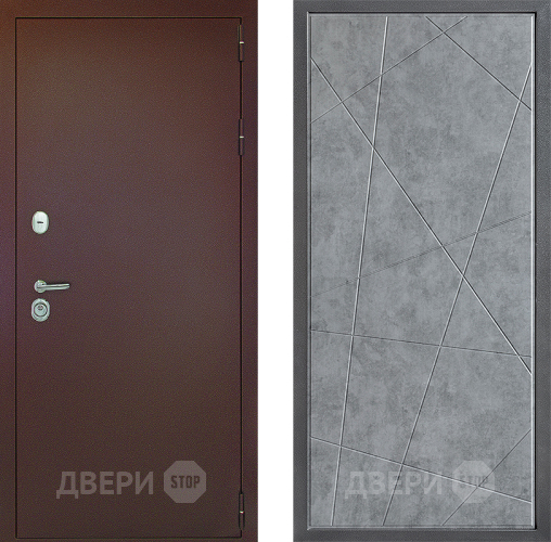 Входная металлическая Дверь Дверной континент Рубикон Медь Дизайн ФЛ-655 Бетон серый в Балашихе