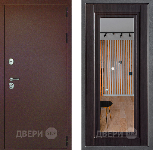 Входная металлическая Дверь Дверной континент Рубикон Медь Дизайн ФЛЗ Зеркало Венге в Балашихе