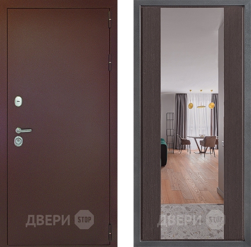Дверь Дверной континент Рубикон Медь Дизайн ФЛЗ-1 Зеркало Венге в Балашихе