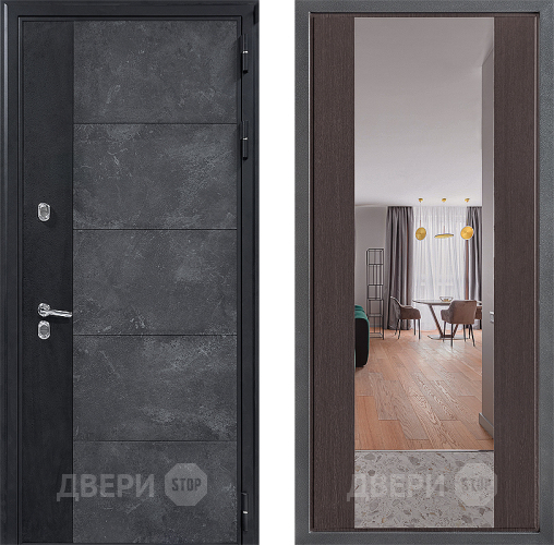 Входная металлическая Дверь Дверной континент ДК-15 Бетон ТЕРМО ФЛЗ-1 Зеркало Венге в Балашихе