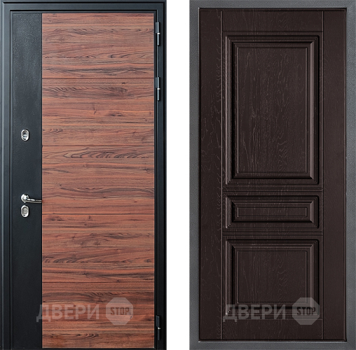 Входная металлическая Дверь Дверной континент ДК-15 Красное Дерево ТЕРМО ФЛ-243 Дуб шоколадный в Балашихе